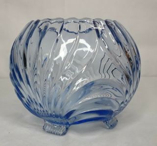 Vintage Cambridge Glass Caprice Pattern Moonlight Blue Footed Rose Bowl