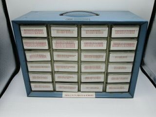Vintage Akro Mils Metal Storage Cabinet 24 Drawer Organizer Usa Made Great Item
