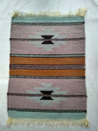 Vintage Navajo Wool Hand Woven Saddle Blanket,  Rug Native American 16 " X 20 " Q2