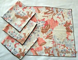 Vintage Vera Neumann Cloth Napkins,  Set Of 4,  Earth Tones,  15.  5 Inch Square