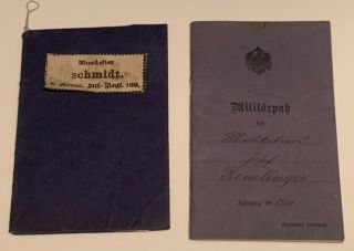 2 Ww1 German Docs (militärpass And Shooting Booklet)