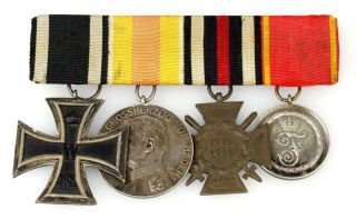 Ww1 German Medal Bar Baden Hindenburg Iron Cross Ek 2 Service Order Wwi