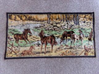 Vintage Horse Scene Tapestry Wall Hanging 38 " X 20 "