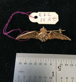 Wwi Royal Flying Corps 14 Kt Gold Sweetheart Pin