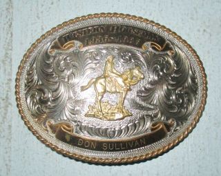 Montana Silversmiths Silver Plate Belt Buckle Western Horseman 1936 - 1986