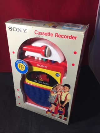 Vintage Collectible My First Sony Model Tcm - 4000 Cassette Tape Recorder - Nib -