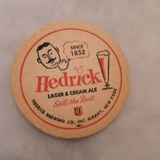 Ny - Hed - 3 Hedrick Lager & Cream Ale Round Beer Coaster Albany,  York