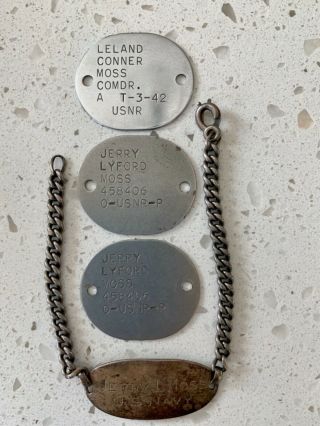Wwii Usn Father & Son Dog Tags With Id Bracelet