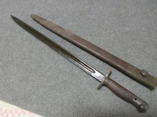 British Enfield Bayonet With Scabbard Model 1907 Cosmoline On Blade 1943