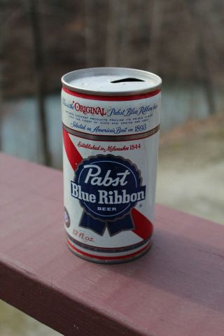Vintage Empty 12 Oz Pabst Blue Ribbon Beer Pbr Pull Tab Can