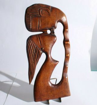 Vintage African Wall Sculpture Man And Woman Kissing Lovers 16 " Carved Wood