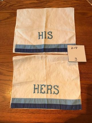 Sweet Vintage His And Hers Cotton Hand Embroidered Hand Towels