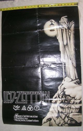 Led Zeppelin Zoso Stairway To Heaven Large Vintage 24 In.  X 36 In.  Poster