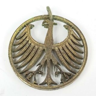 Ww1 Trench Art German Coin Eagle Pendant Unique Cut Out 1 1/8 " Worn