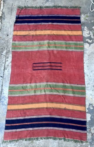 Vintage Navajo Saddle Blanket Banded Pattern 31”x 56”wool Rug