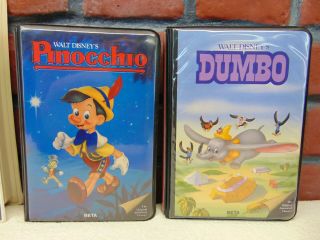 Vintage Disney ' s DUMBO PINOCCHIO CINDERELLA LADY & TRAMP BETA Movies Blk Diamond 3