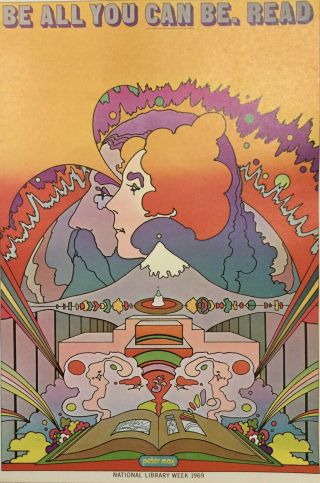 Vintage Peter Max Psychedelic Pop Art Poster - Read - National Library Week