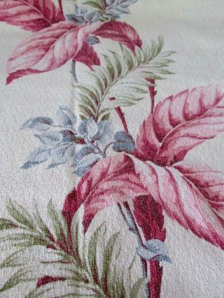 Authentic Vintage Barkcloth Fabric Tropical Flower Drape For Crafts 21 " X 72 "