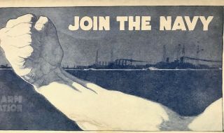 1917 Join The U.  S.  Navy World War I Maurice Del Mue Stunning Blotter