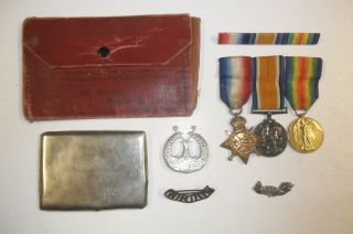 Wwi British Scottish Gordon Highlanders Medal Grouping & More,  Wia.