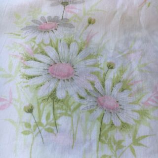 Vintage Flat Sheet Pink White Daisies Double/Full Springmaid Wondercale 2