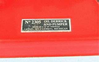 LIONEL OIL DERRICK & PUMPER GETTY OIL No.  2305 VINTAGE METAL TRAIN SET ACCESSORY 3