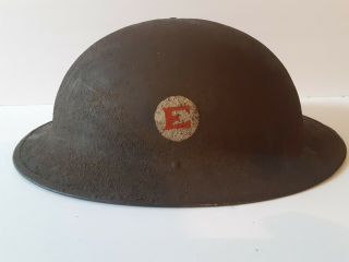 Wwi Ww1 Us Doughboy Helmet W/ Strap Painted W/ Red E In A White Circle M1917