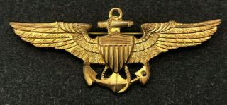 Wwi Wwii Large Anchor Navy Gold Aviator Pilot Wings Vintage Coast Guard