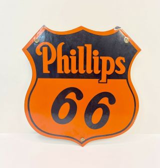 Vintage Porcelain Phillips 66 Gas Oil Gasoline Sign Service Station Pump Plate