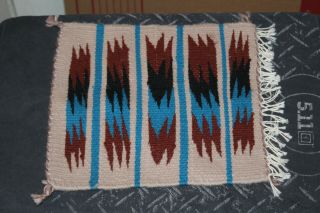 Authentic Miniature Navajo Rug By Artist Gladys Plummer - With - 11 1/2 " X 11 "