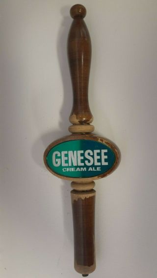 Vintage Genesee Cream Ale 2 - Sided Logo 11.  5 " Wood Beer Tap Handle
