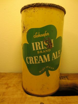 Schaefer Irish Brand Cream Ale Flat Top Wide Seam Steel 12oz.  Beer Can