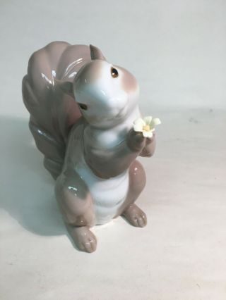 Collectible Vintage Porcelain Lladro 6410 " Would You Be Mine? " Squirrel W/flower
