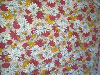 VINTAGE Canon Monticello Muslin Pink White Daisy Floral Full Flat Sheet 81 x 104 2