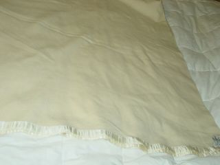 Lady Seymour Wool Satin 64 X 74 " Beige Blanket Cabin Bed Vintage W Label Usa