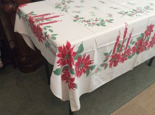 Vintage 1950’s/60’s Cotton Christmas Tablecloth - 60 X 52