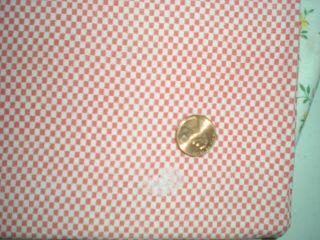 Tiny CHECK Full Vtg FEEDSACK Quilt Sewing Doll Clothes Craft Fabric PINK 2