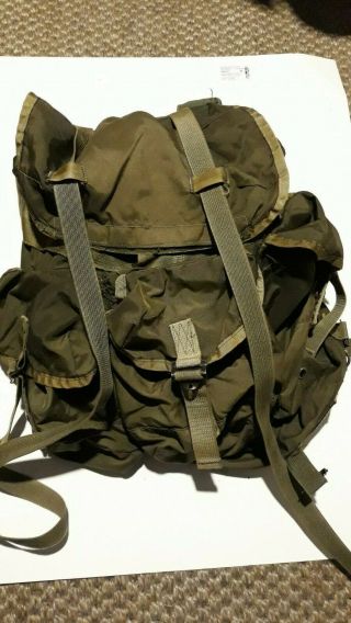 Vintage Us Army Backpack Ruck Field Pack Military Combat Green Nylon Distressed