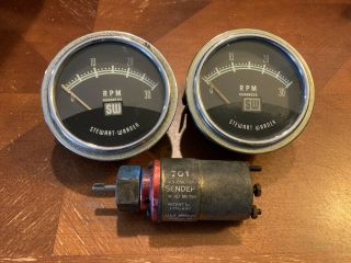 2 Vintage Stewart Warner Tachometers (3000 Rpm) With Autometer 701 Sender,  Diesel
