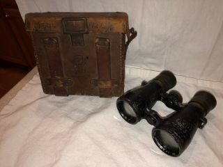 German Leitz Wwi Fernglas 08 Binoculars W/case - Soldiers Artwork & Words On Case