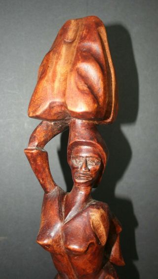 VTG Hand - Carved African Haitian Sculpture Solid Wood 15 