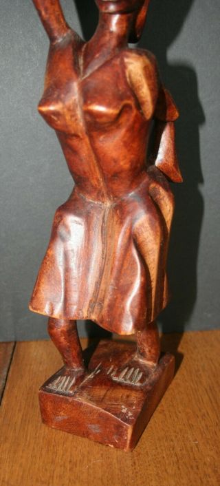 VTG Hand - Carved African Haitian Sculpture Solid Wood 15 