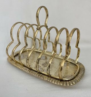 Vintage England Gold Color Toast Rack W/tray Napkin/ Letter Holder