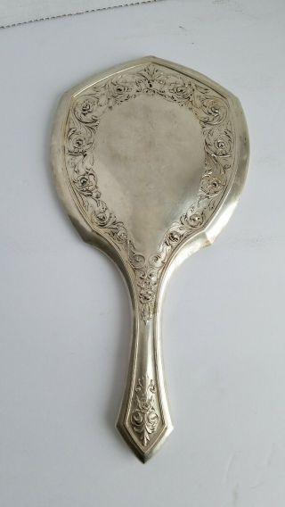Vintage Webster Sterling Silver Hand Held Beveled Glass Vanity Mirror