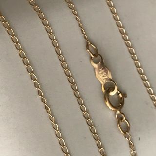 Vintage 14 K Solid Yellow Gold Curb Dainty Chain Necklace 18 " 0.  7 Gram