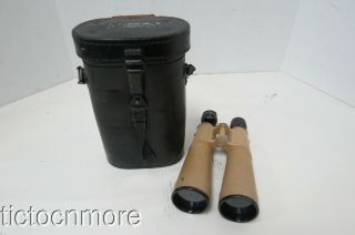 Wwii German Bmj D.  F.  10x50 Hensoldt Binoculars 588830 W/ Leather Case D.  1944
