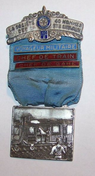 Wwi Chef De Train American Legion 40/8 La Societe 40 Hommes Et8 Chevaux Medal