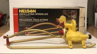 Vintage Nelson Dial A Rain Oscillating Metal Lawn Sprinkler N - 055 Na 3037 W/ Box