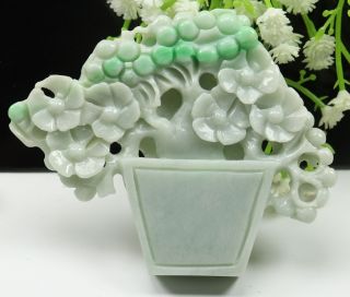 Cert ' d Green 100 Natural A JADE jadeite SMALL Statue flower 花瓶 028234 2