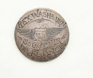 1918 World War I Air Service Silver Coin Rex Washburn